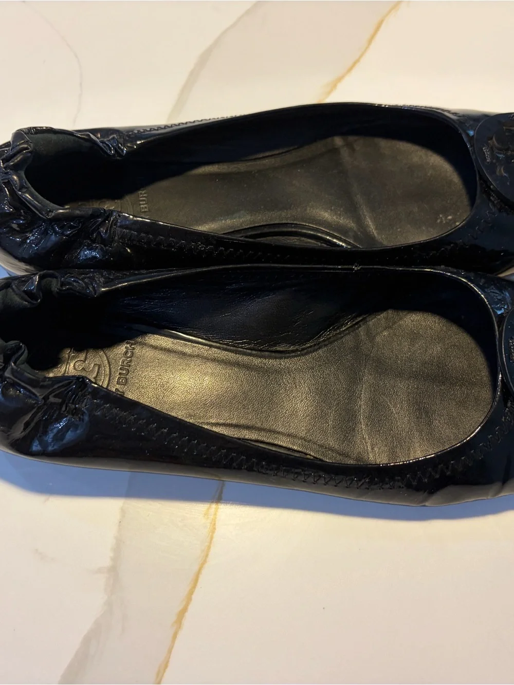 Tory Burch Reva Black Patent Leather Ballet Flats Women’s Size 8